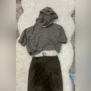 Gray Hooded Kids Top